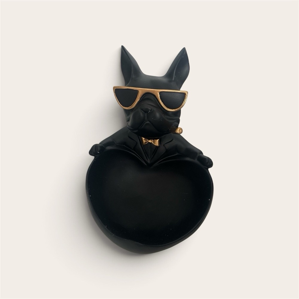 French Bulldog Statue Decore Tray Bowl Keys Candy Home OfficeDecor Heart Shaped